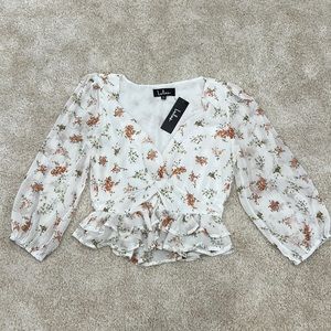 Lulus ruffle chiffon cropped top blouse